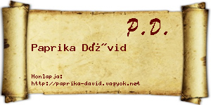 Paprika Dávid névjegykártya